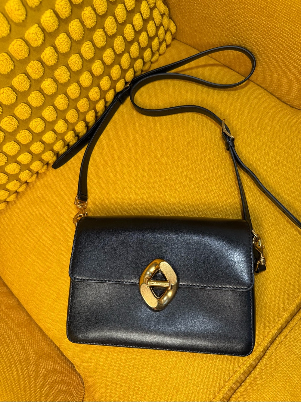 Black Leather  Rebecca Minkoff Crossbody Bag with Gold Turnlock